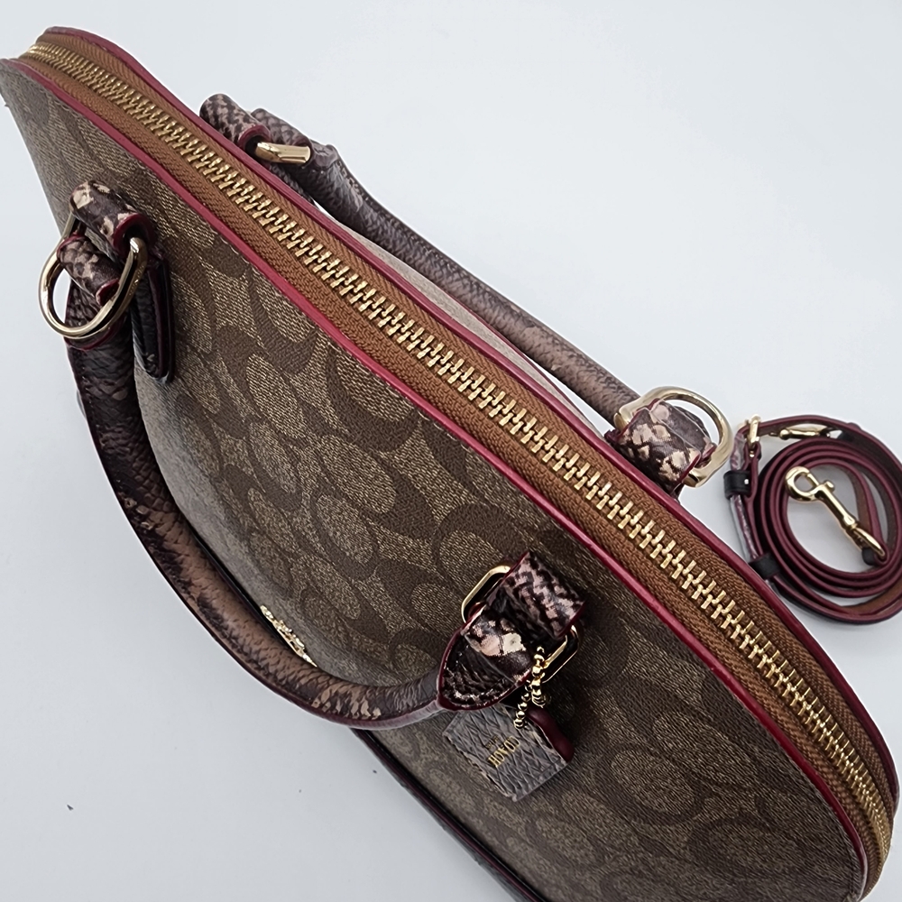 Coach Signature Sierra Exotic Mix Leather Satchel Handbag with FLAW - Picture 10 of 16